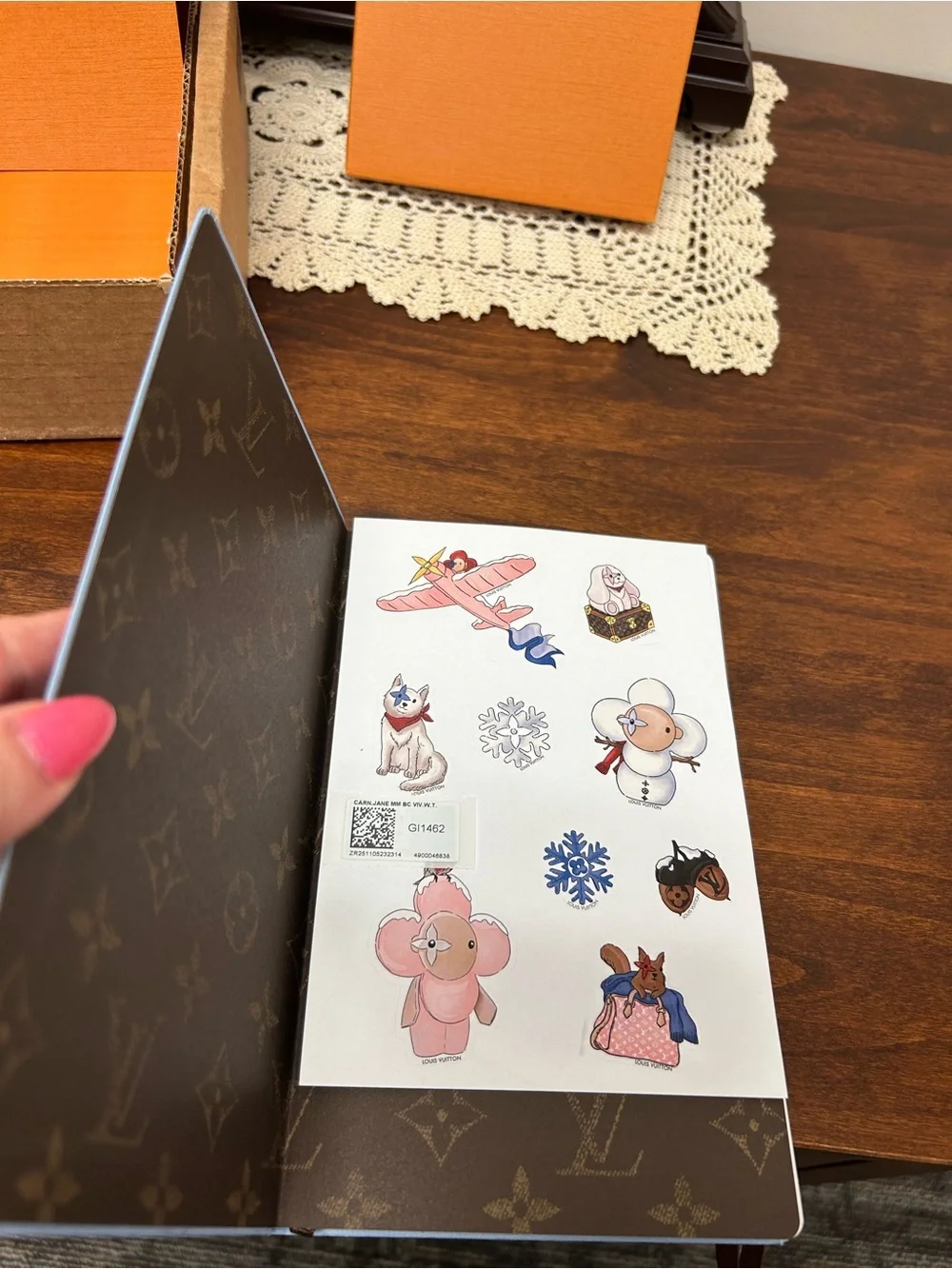Louis Vuitton The Jane notebook with stickers. Winter addition.